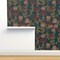 Dark Botanical Hawaii Hawaiian Floral Flowers Red Teal Moody Tropical Custom Pre-pasted Wallpaper by Spoonflower Pre-Pasted Wallpaper 2FT Wide
